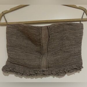 Women’s Brown Strapless Ruched Top